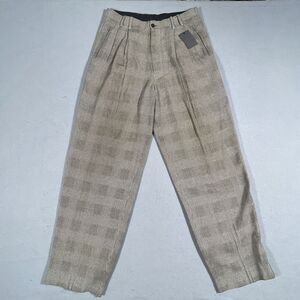 John Varvatos Dress Pants Men 34R Beige Straight Leg Pleated Silk Blend Paid NWT